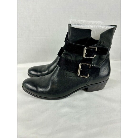 Paul Green Denver Biker Moto Boots Black Leather 8 Harness Buckles - Picture 1 of 12